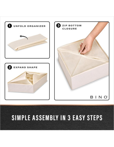 Organizador de Cajones BINO Beige - 3 Piezas para Ropa Interior