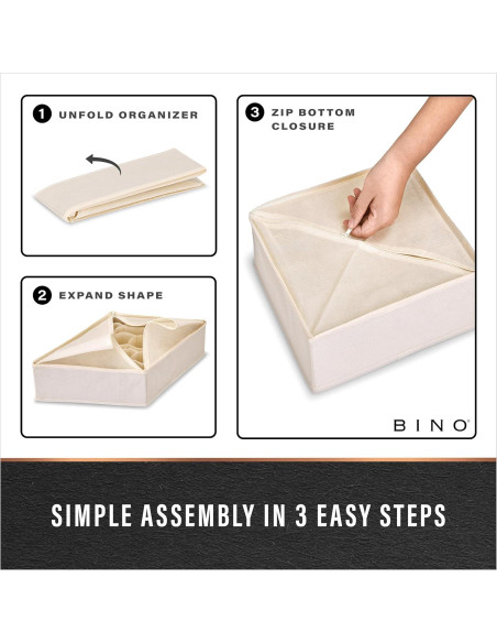 Organizador de Cajones BINO Beige - 3 Piezas para Ropa Interior