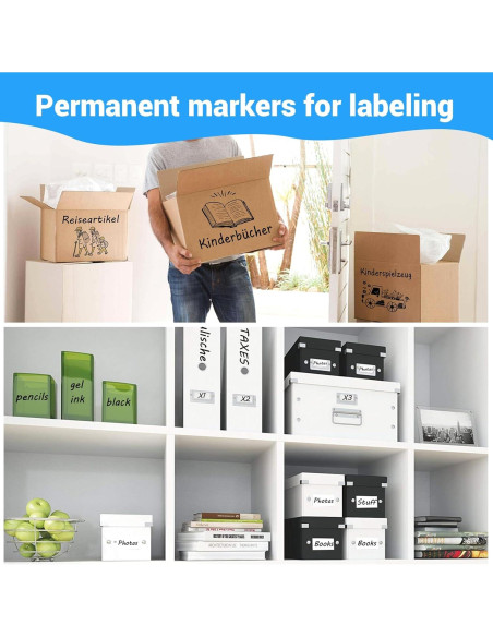 Marcadores Permanentes Negros DAPAWIN - 4 Unidades a Prueba de Agua