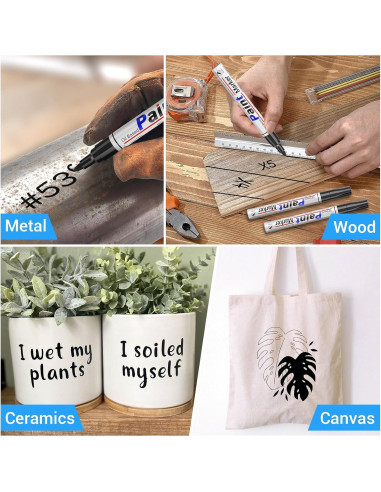 Marcadores Permanentes Negros DAPAWIN - 4 Unidades a Prueba de Agua