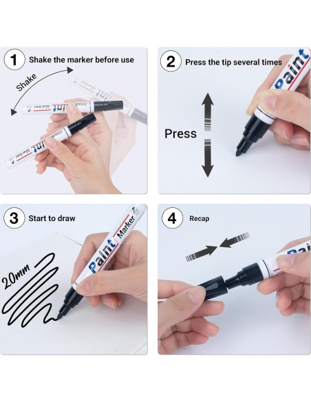 Marcadores Permanentes Negros DAPAWIN - 4 Unidades a Prueba de Agua