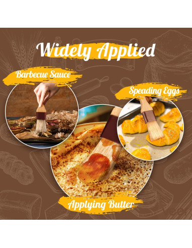 Brochas de Pastelería FurRain - 4 Piezas, Cerdas de Jabalí