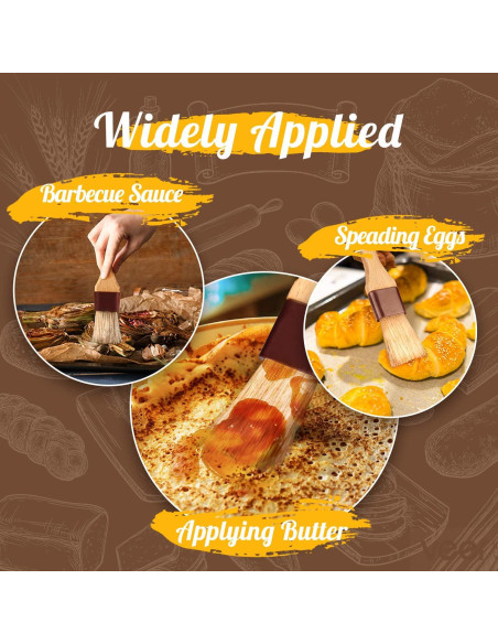 Brochas de Pastelería FurRain - 4 Piezas, Cerdas de Jabalí