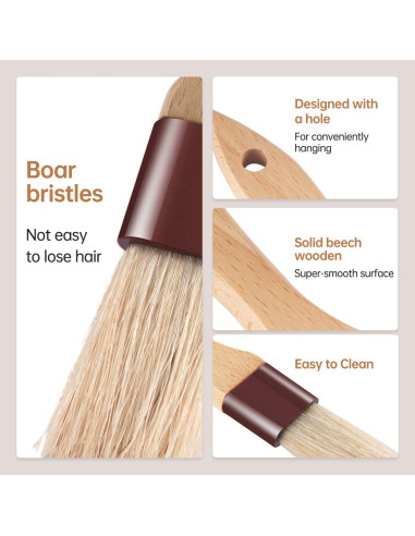 Brochas de Pastelería FurRain - 4 Piezas, Cerdas de Jabalí