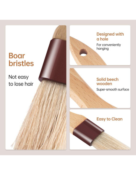 Brochas de Pastelería FurRain - 4 Piezas, Cerdas de Jabalí