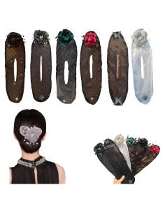 Juego de Clips para Cabello Rugwun 6Pcs con Flores Bordadas