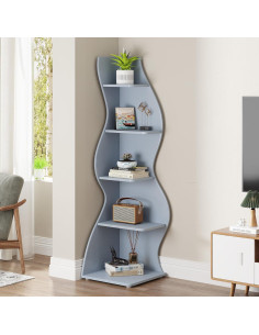 Estante Esquinero Tribesigns de 5 Niveles Azul para Oficina y Sala 2