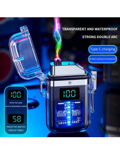 Encendedor Eléctrico Recargable USB Zirro Negro a Prueba de Viento 2