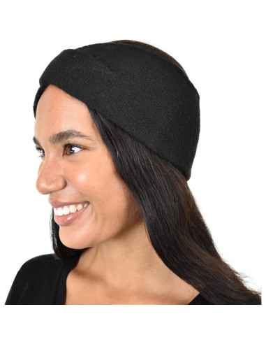 Banda para la Cabeza Ecológica C.C de Lana Reciclada Negra
