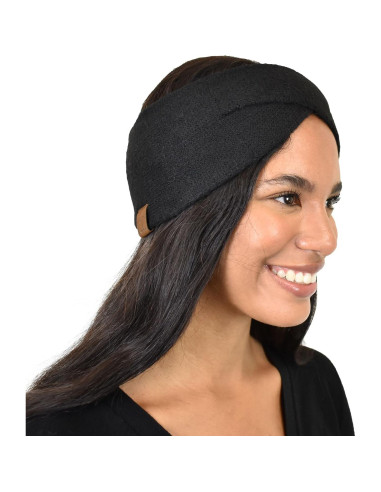 Banda para la Cabeza Ecológica C.C de Lana Reciclada Negra