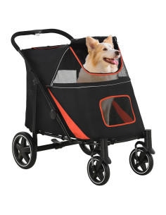 Carrito para Perros PawHut Plegable 112x65x100 cm Negro