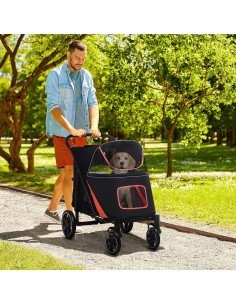 Carrito para Perros PawHut Plegable 112x65x100 cm Negro 2