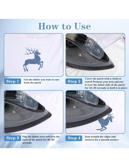 10 Parches de Planchar LLOUSSAK para Jeans 7.6cm 5 Colores