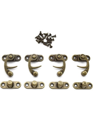 Cierre de Gancho Antiguo OZXNO 4-Pack Bronce Retro 33x29mm