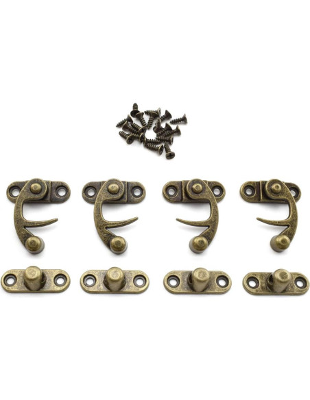 Cierre de Gancho Antiguo OZXNO 4-Pack Bronce Retro 33x29mm