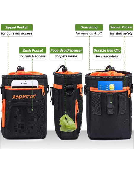Bolsa de Golosinas para Perros AMZNOVA Negra, Gran Capacidad