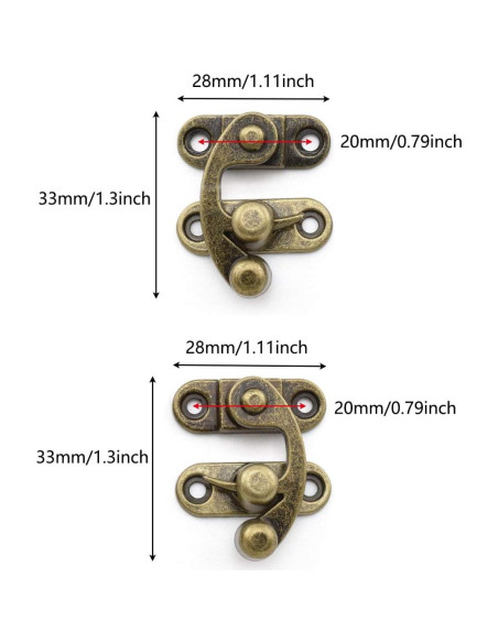 Cierre de Gancho Antiguo OZXNO 4-Pack Bronce Retro 33x29mm