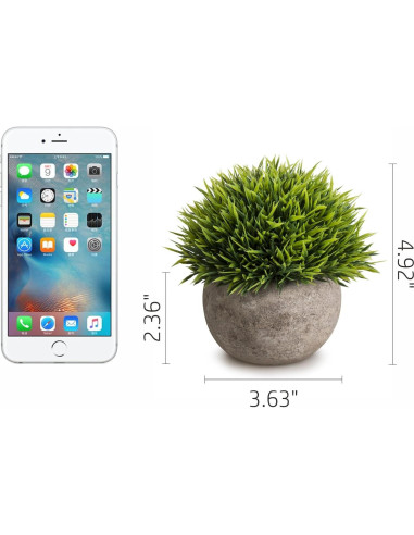 Set de 3 Plantas Artificiales Mini Opps con Maceta Gris 11.9cm