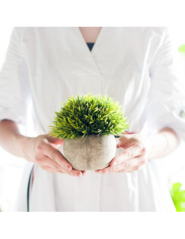 Set de 3 Plantas Artificiales Mini Opps con Maceta Gris 11.9cm