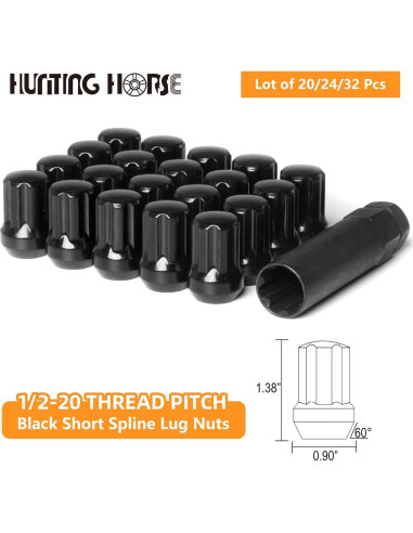 Juego de 20 Tuercas de Buje Cortas 1/2-20 con Llave TGEG