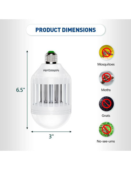 Bombilla Zapper de Insectos Vertmuro 9W Luz UV para Mosquitos