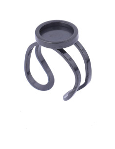 Anillo de Cabochón Negro Reidgaller 10mm Acero Inoxidable 10 Piezas