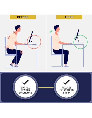 Soporte de Monitor Acrílico Dasher 12mm Negro con Portalápices