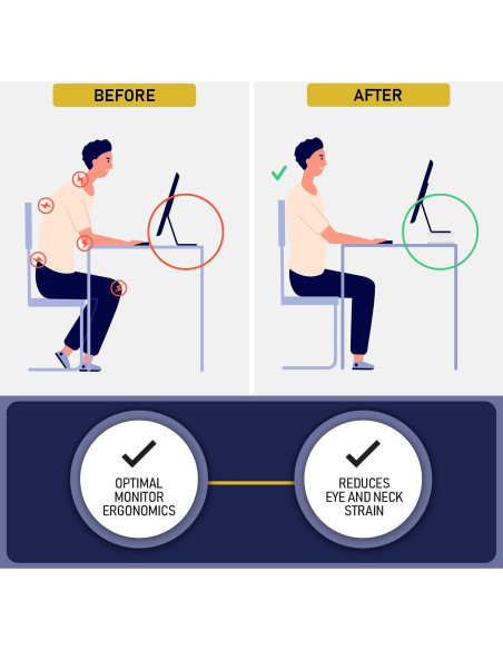 Soporte de Monitor Acrílico Dasher 12mm Negro con Portalápices