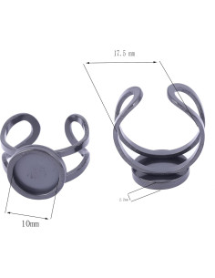Anillo de Cabochón Negro Reidgaller 10mm Acero Inoxidable 10 Piezas 2