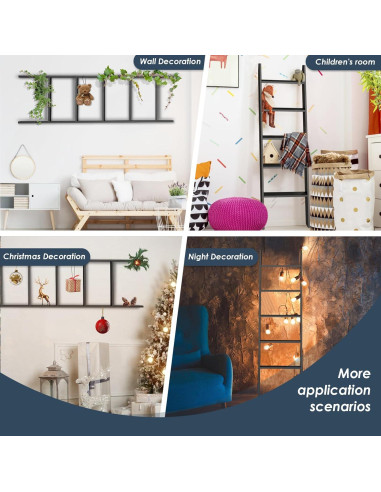 Escalera de Mantas Delywh 5 Niveles 1.77M Negra Estilo Rústico