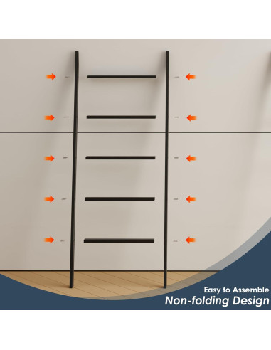 Escalera de Mantas Delywh 5 Niveles 1.77M Negra Estilo Rústico