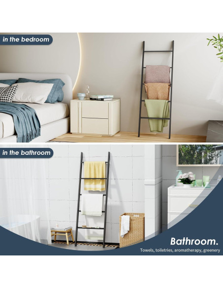 Escalera de Mantas Delywh 5 Niveles 1.77M Negra Estilo Rústico