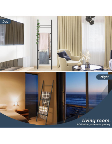 Escalera de Mantas Delywh 5 Niveles 1.77M Negra Estilo Rústico