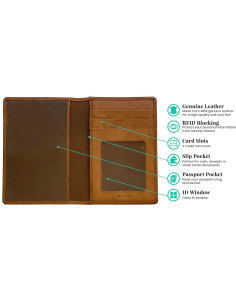 Billetera de Pasaporte de Cuero Antiguo Personalizada RFID 2