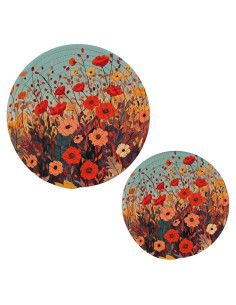Trivetes Redondos QwThum Flores de Amapola 2 Piezas 18-24 cm