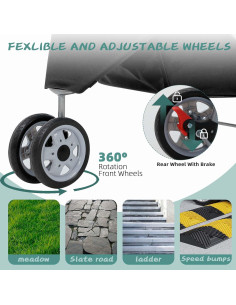 Carrito para Perros Ckofgdsue 3 Ruedas Plegable Negro 13.6 kg 2