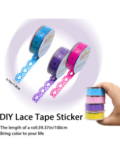 12 Rollos de Cinta Washi Encaje BangBoom 16mm Colorida 2