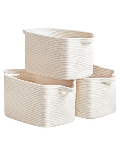 3 Cestas Tejidas de Algodón R RUNKA con Asas - 38x26x23 cm