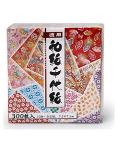 Papel de Origami Washi Japonés JapanBargain 300 Hojas 7.5 cm