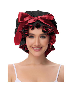 Bonete de Seda Satinada Vettres para Dormir - Ajustable Negro 2