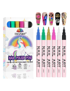 Conjunto de Bolígrafos de Arte de Uñas EBANKU 6 Colores 0.7mm