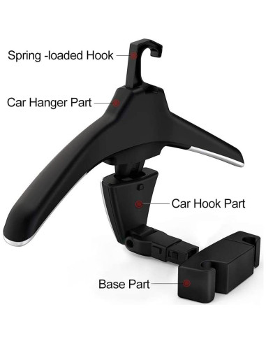 Colgador de abrigo para coche Engync - Soporte negro multiusos