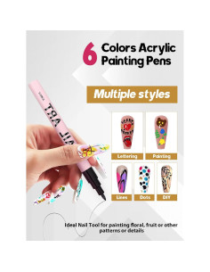 Conjunto de Bolígrafos de Arte de Uñas EBANKU 6 Colores 0.7mm 2