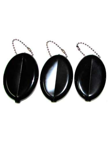 3 Monederos Ovalados de Presión Brinz - Color Negro