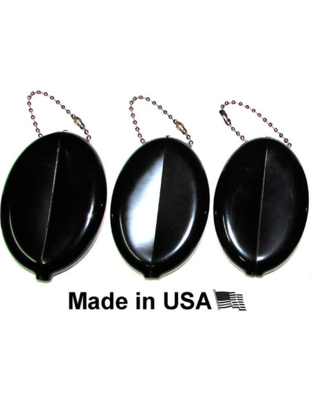 3 Monederos Ovalados de Presión Brinz - Color Negro