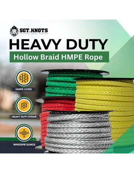 Cuerda Trenzada Hueca SGT KNOTS 1/4" x 7.62m HMPE Negra