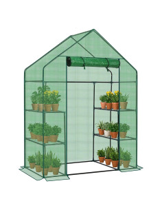 Invernadero portátil Outvita 3 niveles 4 estantes PE Verde