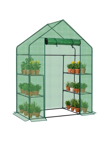 Invernadero portátil Outvita 3 niveles 4 estantes PE Verde
