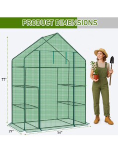 Invernadero portátil Outvita 3 niveles 4 estantes PE Verde 2
