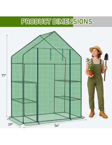 Invernadero portátil Outvita 3 niveles 4 estantes PE Verde